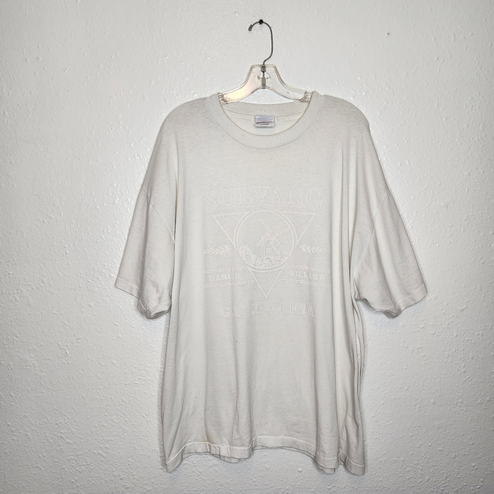 Solvang California Vintage Single stitch White Tee Size XXL